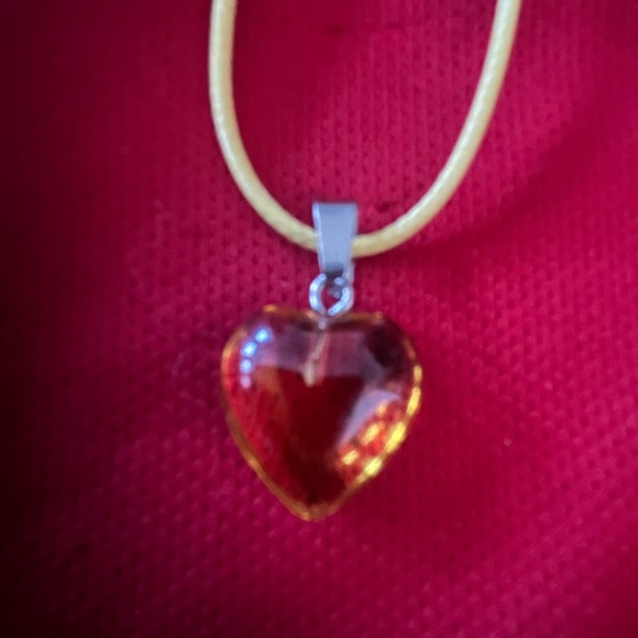 Hand Crafted Jewelry - Hand Crafted Yellow Heart & Siver Tone Charm Corded Medallion Necklace Handmade